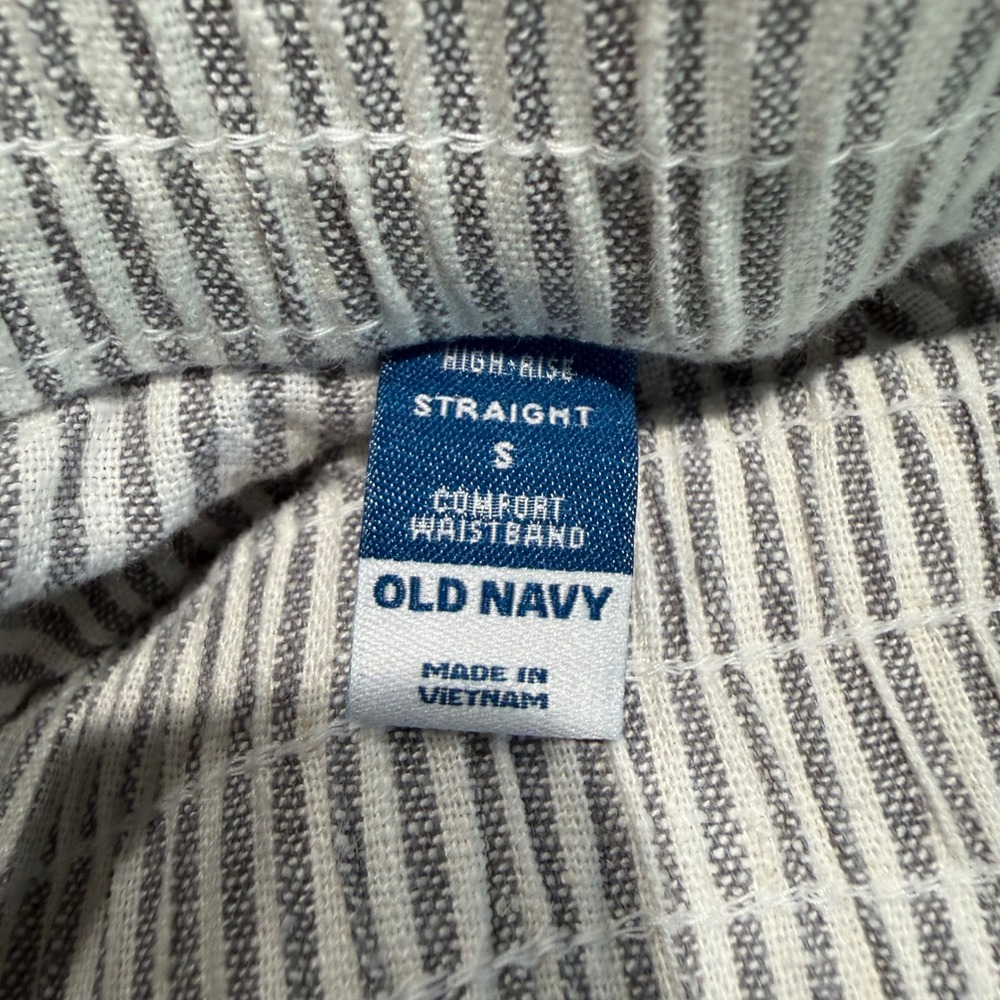 Old Navy Straight Leg Pants Womens Small Blue White Striped Linen Blend - Picture 4 of 5
